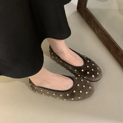 LBSFY  -  New Brand Women Flat Shoes Fashion Polka Dots Round Toe Shallow Slip On Boat Shoes Outdoor Dress Single Shoes
