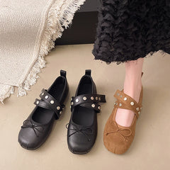 LBSFY -New Style Lolita Dance Shoes for Women Ballet Flats Designer Female Butterfly-Knot Buckle Fashion Silk Ladies Round Toe Shoes