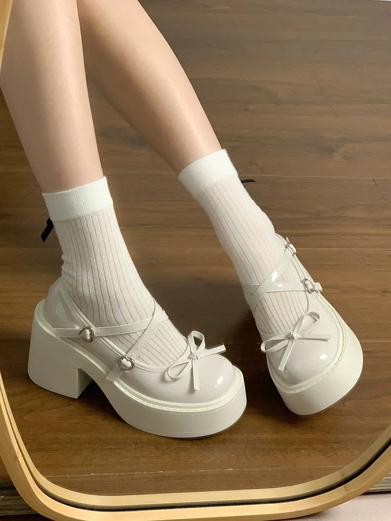 LBSFY -Lolita Shoes Women Japanese Style Mary Jane Shoes Women Vintage Shallow High Heels Chunky Platform Shoes Cosplay Female Sandals