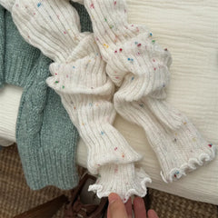 Lbsfy Cute Colorful Point Leg Warmers Y2k Women  Ankle Covers Warm Thickened Cashmere Knitted  Leggings Socks Calf Socks Leg Covers