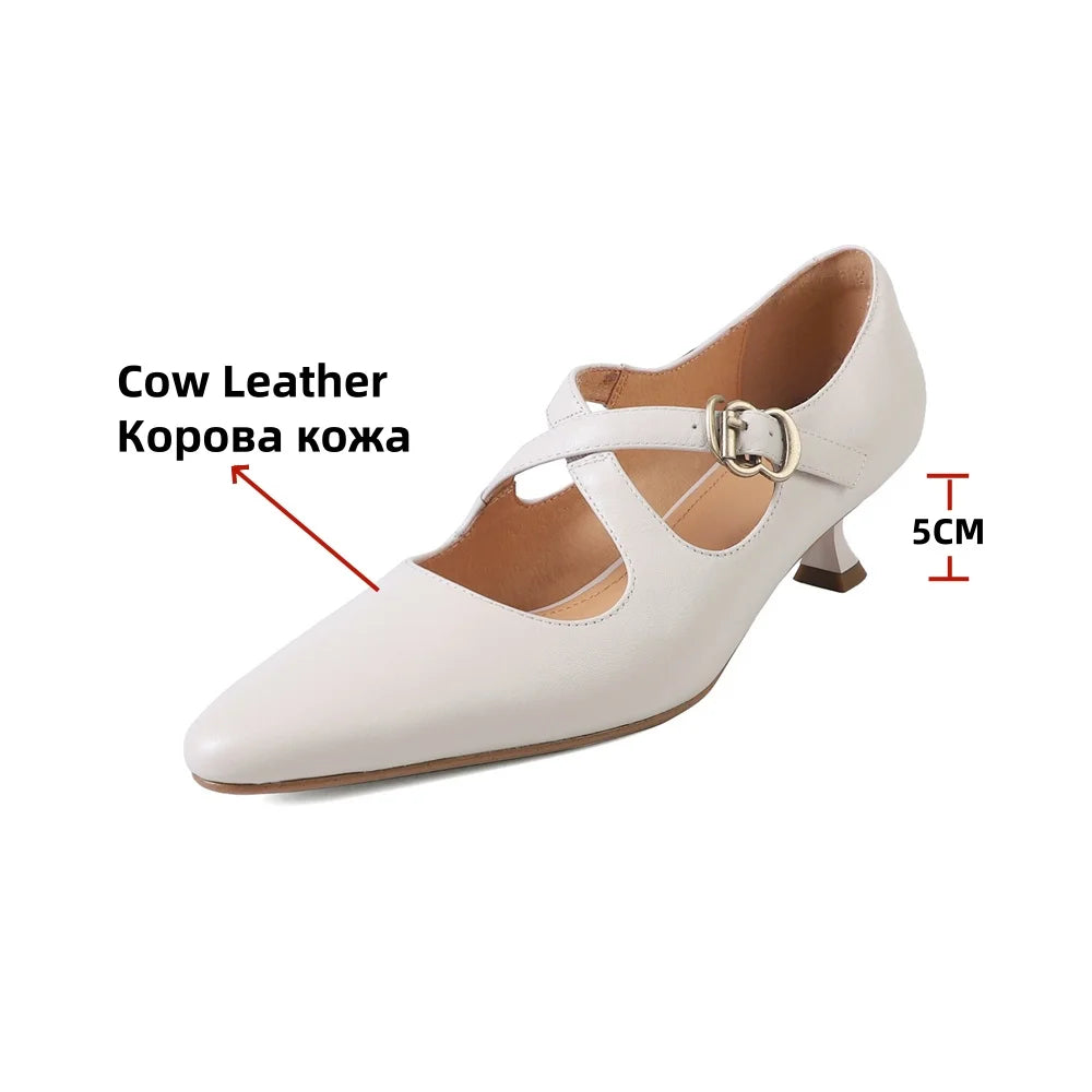 LBSFY  -   Retro Women Suede Leather Pointed Toe Pumps Buckles Spring Summer Party Wedding Shoes Woman High Heeled Prom Pumps