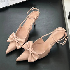 Lbsfy Butterfly-Knot Designer High Heels Women Ankle Strap Pointed Toe Banquet Dress Shoes Ladies Fashion Elegant Sandals Women Pumps