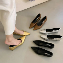 LBSFY  -Brand Women Flats Fashion Soft Casual Women Loafers Pointed Toe Shallow Slip On Elegant Ballerina Shoes Low Heels Dress