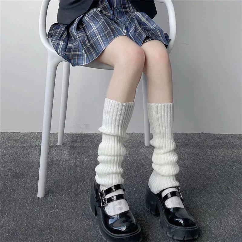 Lbsfy Women's Leg Warmer Lolita Long Socks Knitted Warm White Black Arm Warmer Ladies Autumn Winter Crochet Sock Foot Cover Boot Cuffs