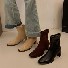 LBSFY -New Style Women's Ankle Boots Square Heel Platform Boots Women Sexy High Heels Shoes Winter Casual Fashion Boots Shoes for Women