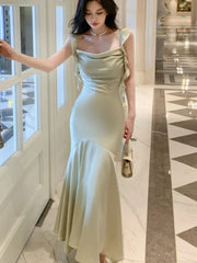 LBSFY -Elegant Chic Ruffles Women's Mermaid Dresses 2025 Summer New Fashion Bodycon Strap Vacation Vestidos Wedding Party Clothing