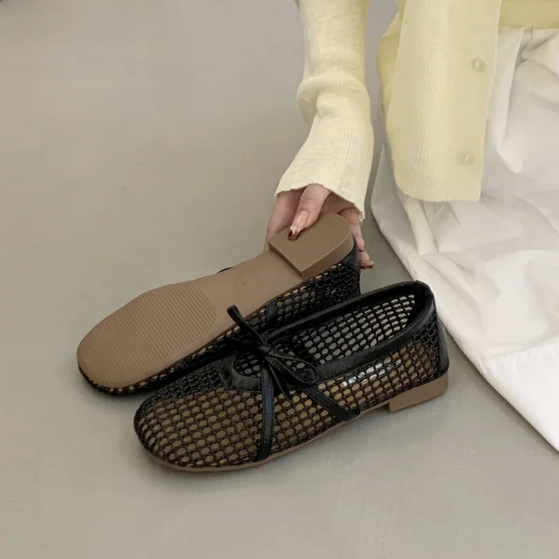LBSFY  -Luxury Brands Hollow Sandals Women Flats Shallow New Beach Shoes Comfort Retro Female Flat shoes Mujer