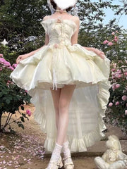 LBSFY -Elegant Birthday Lolita Party Dress with Underskirt Outfits Women French Ruffles Dancing Vestidos Summer Korean Fashion Clothes