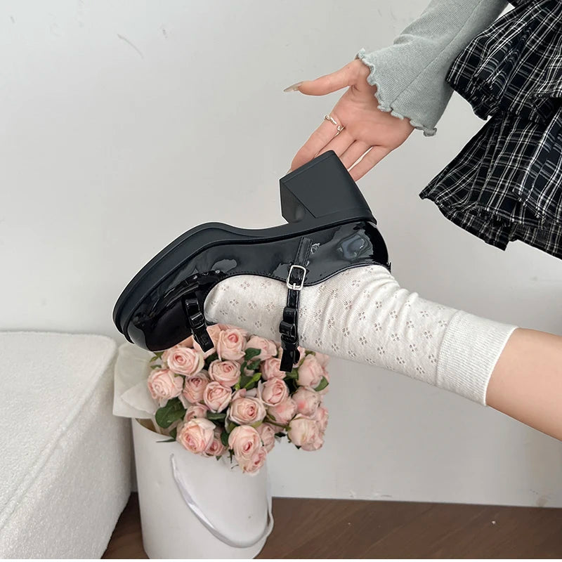 LBSFY -New Platform Thick Heel Women Mary Jane Shoes Fashion Butterfly-knot Dress Shoes Ladies Outdoor Leather Pumps