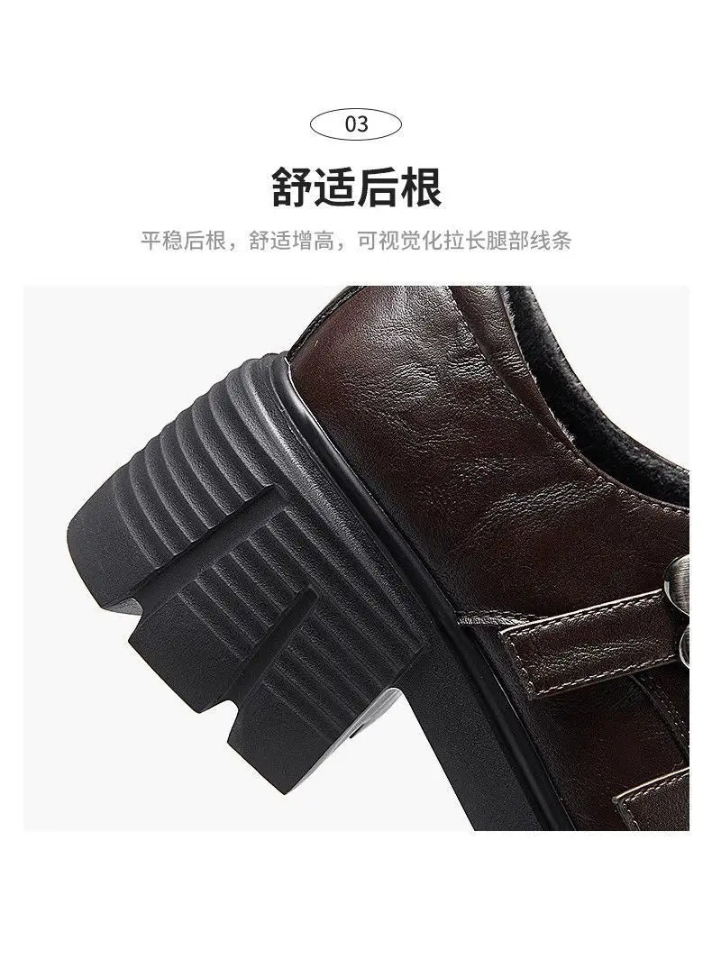 LBSFY -Women's High Heel Soft Leather Shoes Spring Thick Bottom Platform Mary Jane Shoes Retro Japanese Jk Uniform Lolita Shoes Women