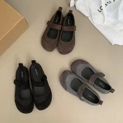 LBSFY -New Style Fashion Women's Winter Ballet Flats Slip On Shoes Soft Female Shallow Footwear Round Toe Ladies Mary Janes Flats Shoes