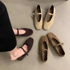 LBSFY -Brand New Women Flats Round Toe Shallow Slip On Ladies Casual Ballet Shoes Soft Leather Eelgant Dress Shoes Mujer Size