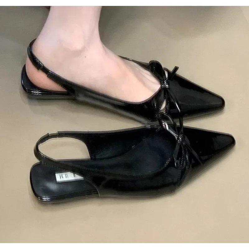 LBSFY -New Style Women's Sandals with Anti Slip Slim Heel Close Toes Elastic Band Bow Outdoor Black/White Fashion Sandals Zapatos Mujer