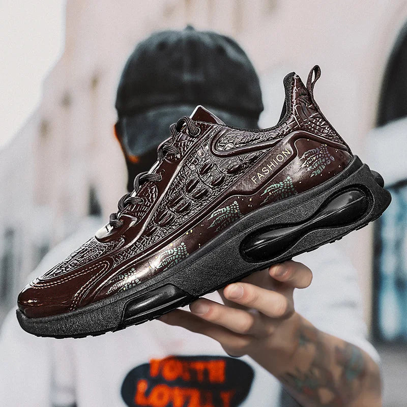 LBSFY -Men Fashion Leather Shoes Alligator Lines Sports Shoes Autumn Cushioning Sneakers Men Trendy Casual Jogging Running Shoes