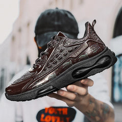 LBSFY -Men Fashion Leather Shoes Alligator Lines Sports Shoes Autumn Cushioning Sneakers Men Trendy Casual Jogging Running Shoes
