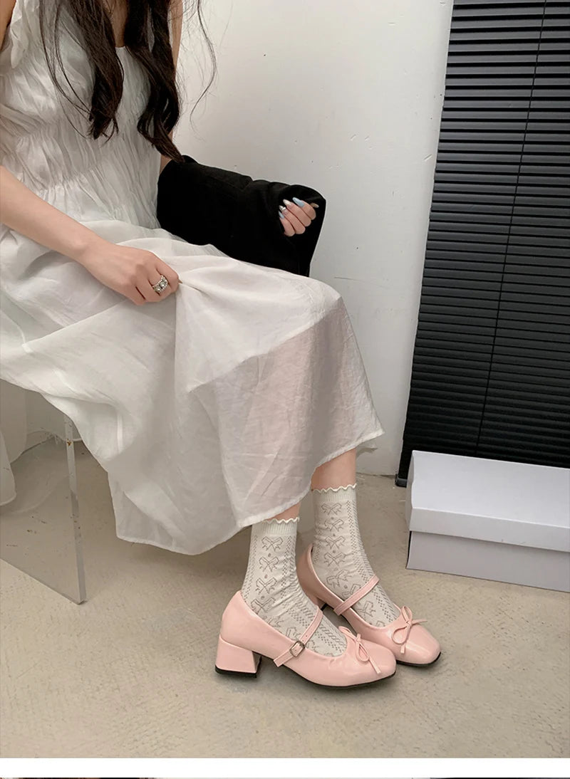 LBSFY -Patent Leather Women Mary Jane Shoes Fashion Shallow Butterfly-knot Shoes Spring Autumn Wedding Party Shoes