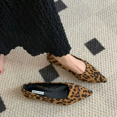 LBSFY -Female Shallow Flats Shoes Women Slip On Casual Loafer Flat Pointed Toe Ballerina Brand Leopard Pattern Autumn Mujer