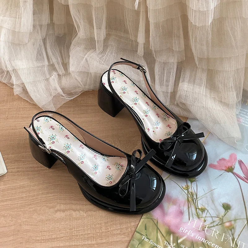 LBSFY -Women's High-heel Sandals Fashion Thick Heel Butterfly-knot Women Sandals 2025 Summer Ladies Outdoor Gladiator Sandalias