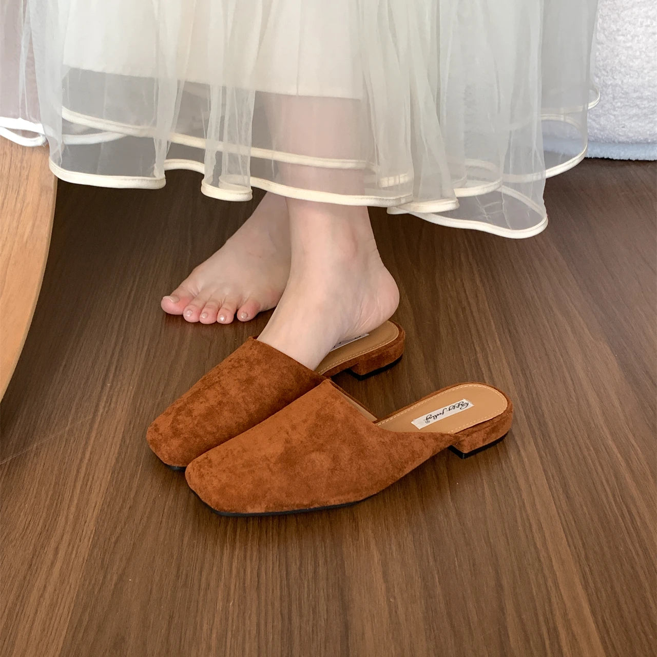 LBSFY -Brand Women Slippers Square-toed Muller Shoes Lady Luxury Low Heel Outdoor Slippers Summer Fashion All-Match Slides