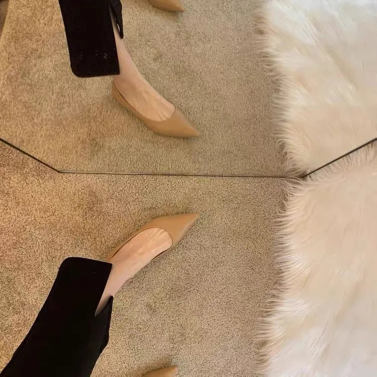 LBSFY -Women Low Heel Pumps Spring Autumn Pointed Shallow Mouth Soft Sole Single Shoe Ladies Work Shoes Female Solid Casual Heels Women