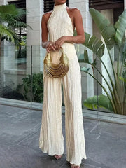 LBSFY  -   2 Pieces Sets Backless Sleeveless Top And Pant Loose Sexy Pant 2 Pieces Sets Women Summer Pant Sets Solid
