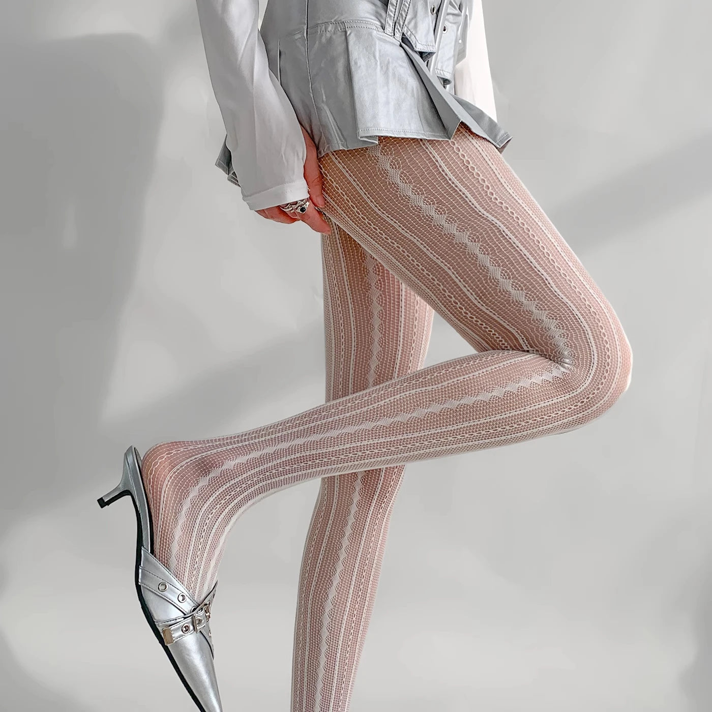 Lbsfy Women Sexy Lace Fishnet Pantyhose Lolita Style Hollow Out Design Red Silk Stockings JK High Waist Striped Tights Christmas Gifts