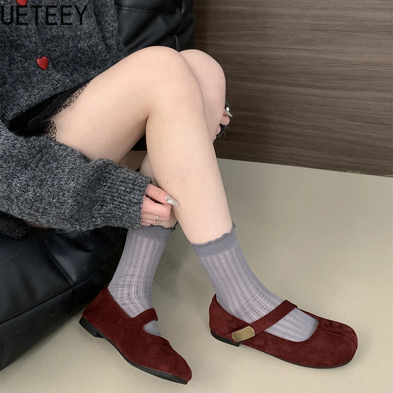 LBSFY  Leopard Print Women Mary Jane Shoes Fashion Shallow Slip On Shoes Ladies Casual Soft Sole Grandma's Flats Shoes