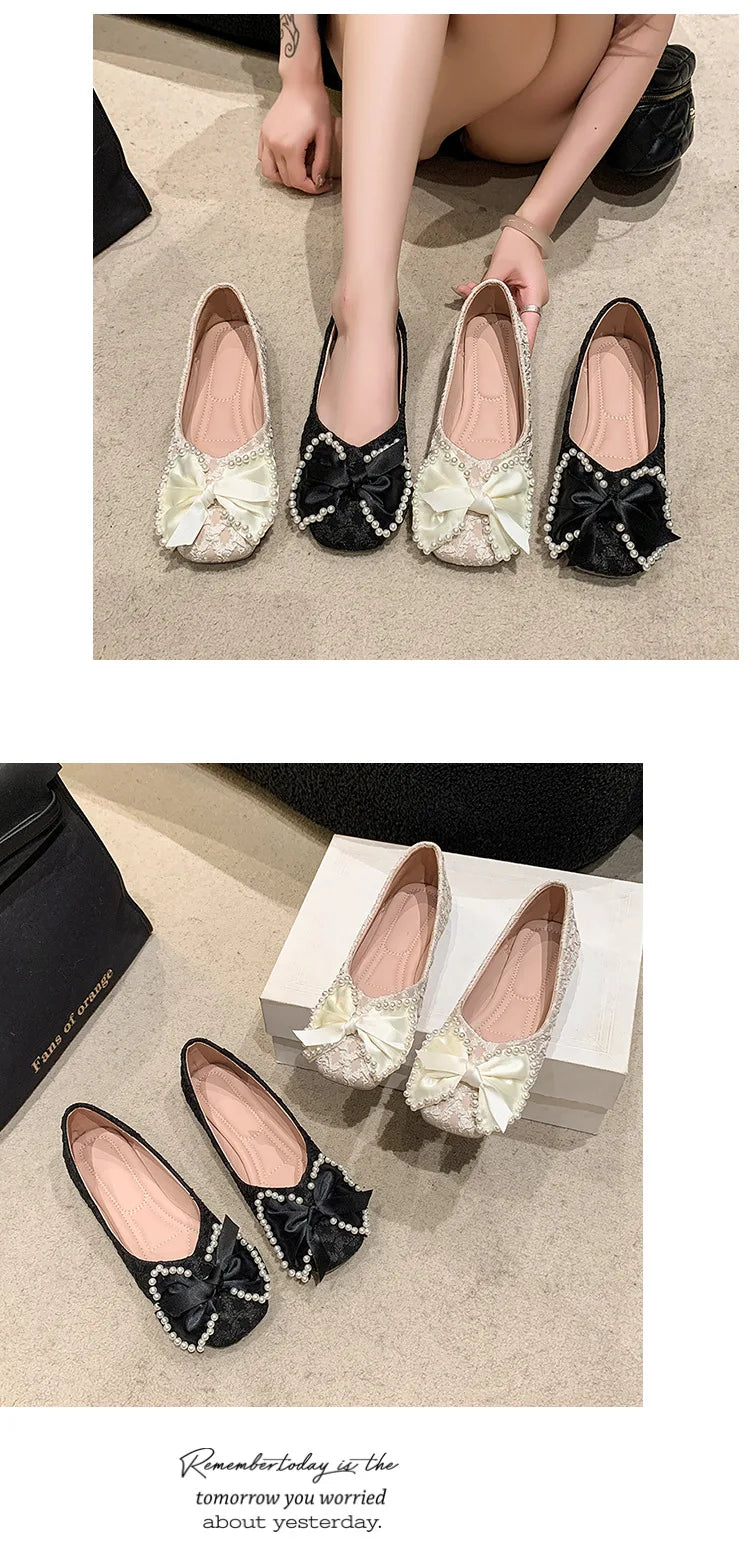 LBSFY -2025 Retro Ballerina Women's Loafers Comfort Ladies Leather Ballet Flats Elegant Bowknot Mary Jane shoes Women's Single Shoes