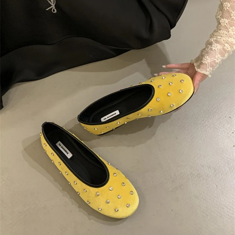 LBSFY  -  New Brand Women Flat Shoes Fashion Polka Dots Round Toe Shallow Slip On Boat Shoes Outdoor Dress Single Shoes