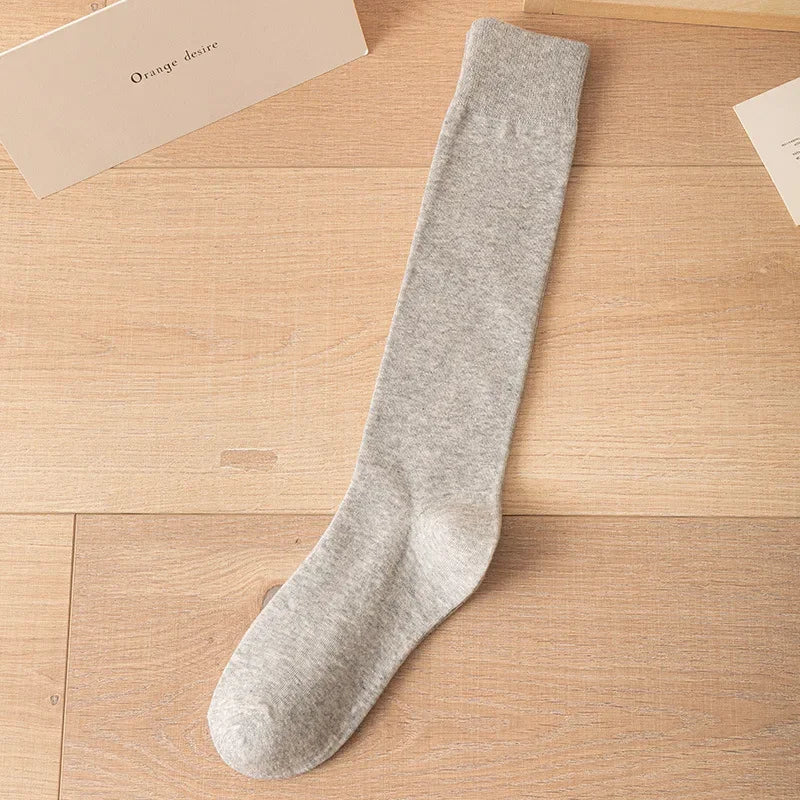Lbsfy Women Cotton Knee High Socks Girl Black White Stockings Solid color Casual Calf Sock Female Fashion Sexy Long Socks