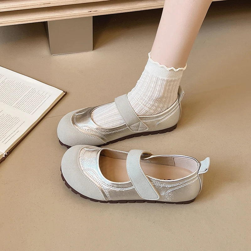 LBSFY -New Style Fashion Women's Flat Shoes Korean Style Mary Jane Ladies' Casual Leather Flat Boat Shoes Loafers Work and Party Wear