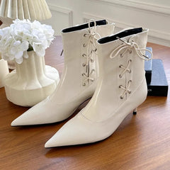 LBSFY  -  New Winter Designer Ankle Boots Women Fashion Sexy Pointed Toe Short Boots Female Cross-tied Elegant High Heel Boots Women