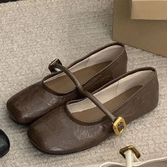 LBSFY -Flat Shoes for Women's 2025 Spring New Style French Retro Versatile Square Toe Shallow Mouth Pumps for Women Mary Jane Shoes