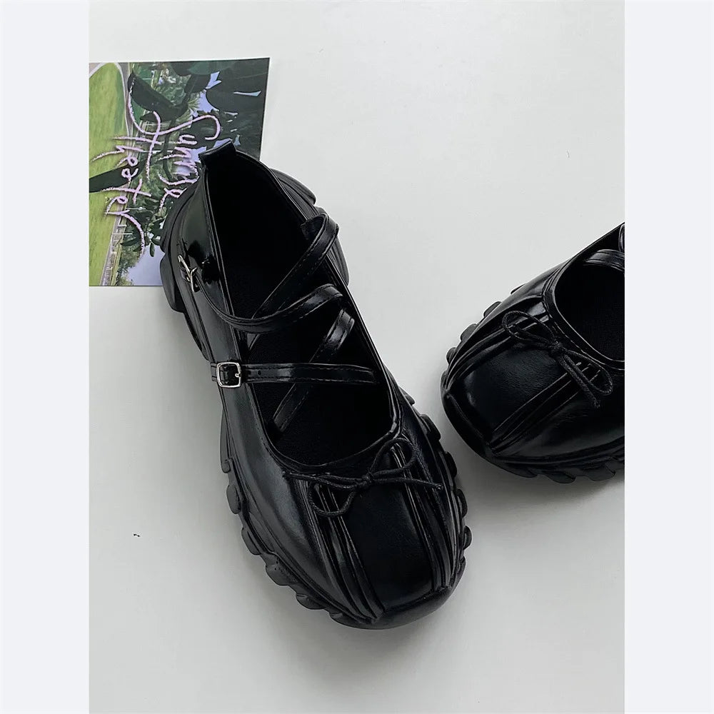 LBSFY -Summer Chunky Women Sports Shoes Fashion Shallow Butterfly-knot Platform Flat Shoes Ladies Casual Outdoor Mary Jane Shoes 2025