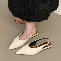 LBSFY  -Brand Women Sandals Pointed Toe Elegant Flat-heel Shoes Summer Fashion Slingback Woman Mules Shoes Pumps Dress Shoes Mu