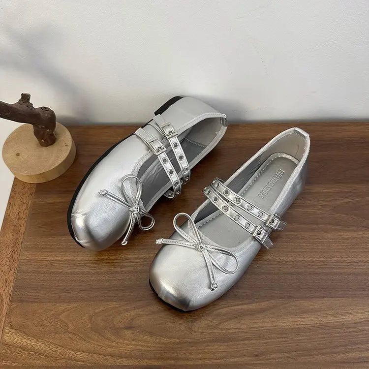 LBSFY -2025 Hot Selling Square Toe Butterfly-knot Women Mary Jane Shoes Ladies Soft Sole Dress Flats Casual Street Style Ballet Shoes