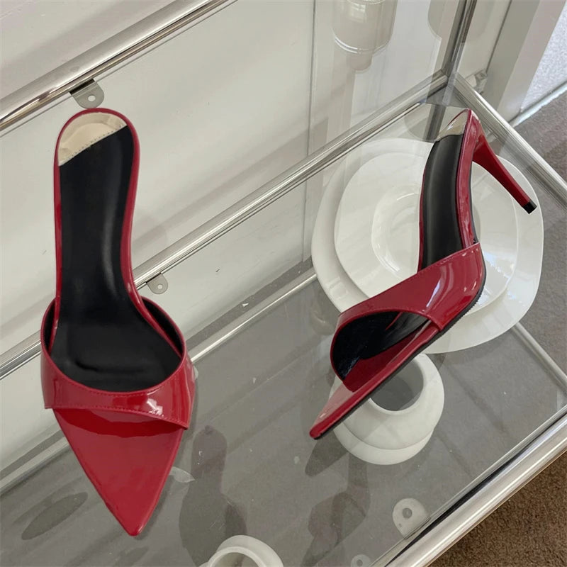 LBSFY -Sexy Thin Heels Slipper For Women Summer Fashion Pointed Toe Slides Stripper Party Sandal Mule Shoes Zapatillas Mujer