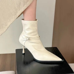 LBSFY -New Style Luxury Women's Fashion Short Plush Women Ankle Boots Pointed Toe Ladies Elegant Pumps Shoes Thin High Heel Short Boots