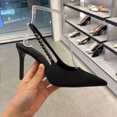 LBSFY  -  New Water Diamond Exquisitely Beautiful Pointed High Heels, Feminine Temperament Celebrity Thin Heel  Baotou Sandals Female