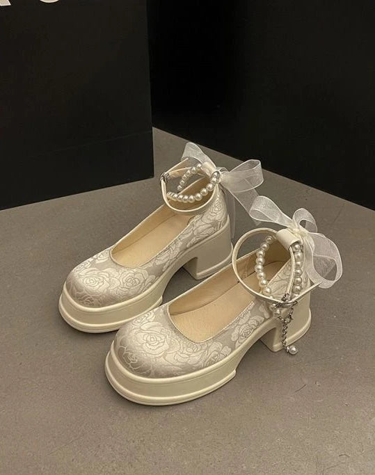 LBSFY -Woman Pumps Gothic Pink Kawaii Cute Japanese Style Lolita High Heels on Heeled Round Toe Mary Jane Shoes for Women Evening Offer