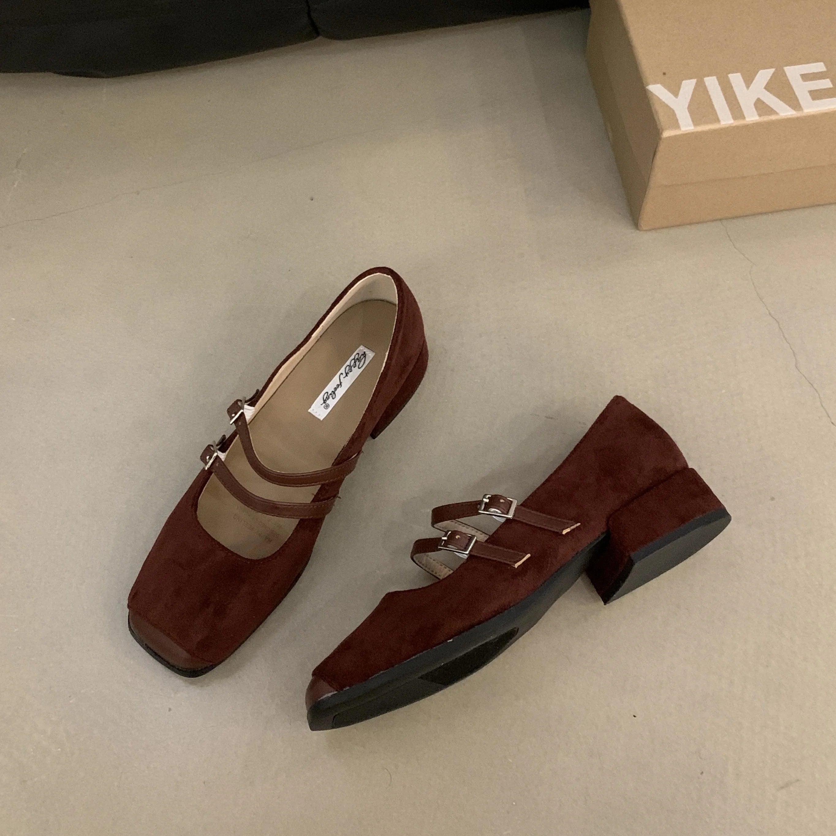 LBSFY  -  New Brand Women Flat Sheos Fashion Shallow Slip On Shoes Square Low Heel Dress Shoes Casual Laofer Mujer