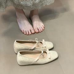 LBSFY -Women's Bow-Tie Flat Mary Jane Shoes, Hot Sweet Dot Shoes, Streetwear 2025 Korean Style