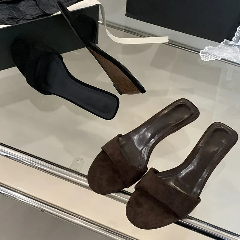 LBSFY -Summer Fashion Open Toe Women Slippers Design Comfortable Wedges Low Heels Dress Female Slide Shoes Zapatos De Mujer