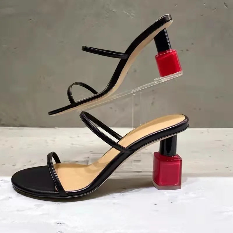 LBSFY  -  New Nail Polish High-Heeled Leather Sandals Are Smooth and Comfortable, with No Tired Feet Slippers for Women