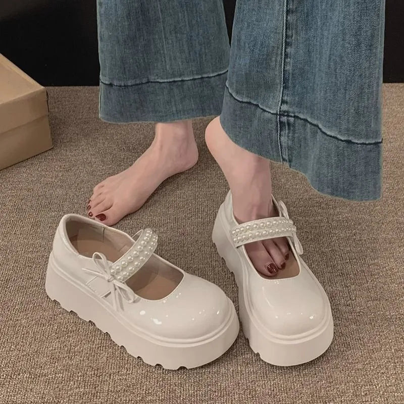 LBSFY -2025 New Fashion Retro Spring Autumn Japanese Women Mary Janes Shoes Bow Platform Single Lolita Shoes Women's Ballerinas Tacones