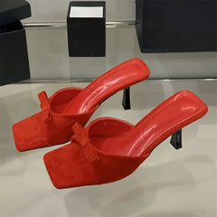 LBSFY -Summer Fashion Butterfly-kont Women Slippers Square Toe Thin Low Heels Banquet Slides Female Shoes Zapatos De Mujer