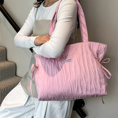 LBSFY -Ladies' Shoulder Bag, Fashionable, Casual, Versatile, Large Capacity, College Style Class Bag, Bow Tie Drawstring Tote Bag