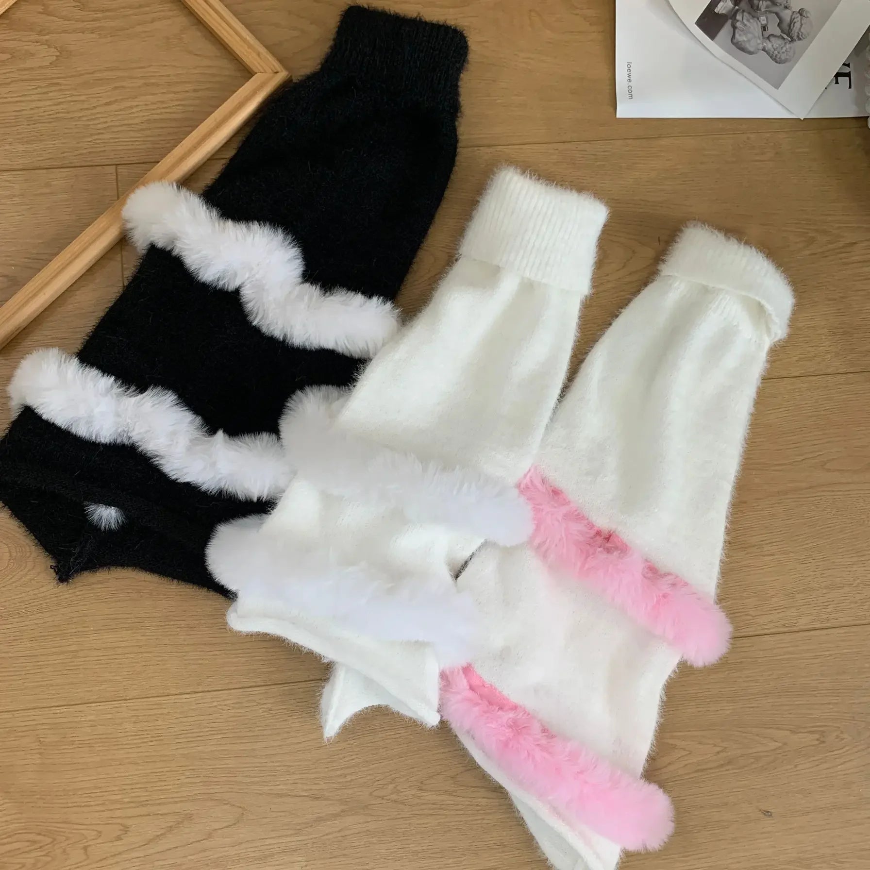 Lbsfy Winter Plush Thickened Kwaii Leg Warmers Lolita Cute JK Leg Covers Gothic Leg Socks Y2K Calf Socks Warm Leg Boot Cuffs Sock