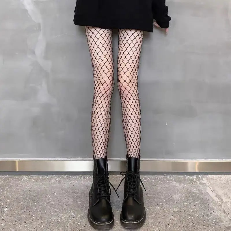 Lbsfy Lolita Girls Cute Pentacle Print Tights Women Sexy Gothic Punk Magical Five-Pointed Star Mesh Fish Net Pantyhose Body Stockings