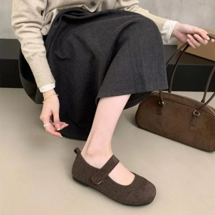 LBSFY -New Style Fashion Women's Winter Ballet Flats Slip On Shoes Soft Female Shallow Footwear Round Toe Ladies Mary Janes Flats Shoes